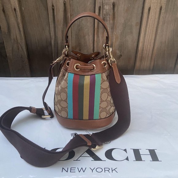 Coach C5639 DEMPSEY DRAWSTRING BUCKET 15 HANDBAG - Picture 3 of 7